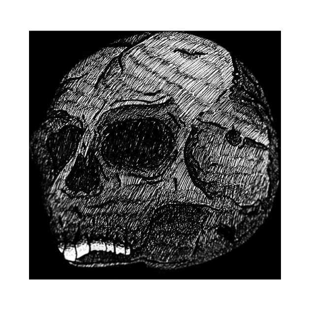 Hand Drawn Skull Head by happymonday