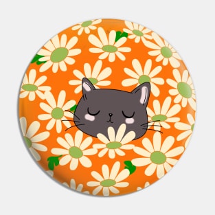 Cat in flowers Pin