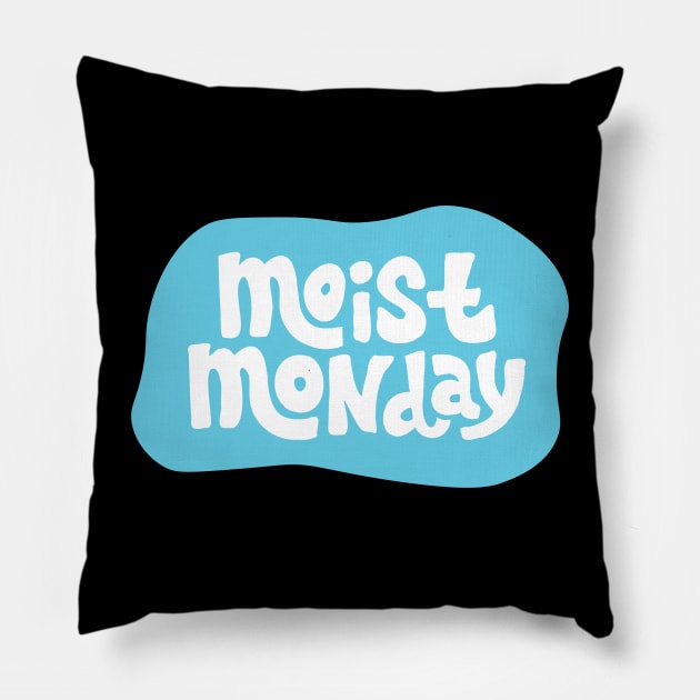 Moist Monday Logo Blue Glow Pillow by Moist Monday Podcast