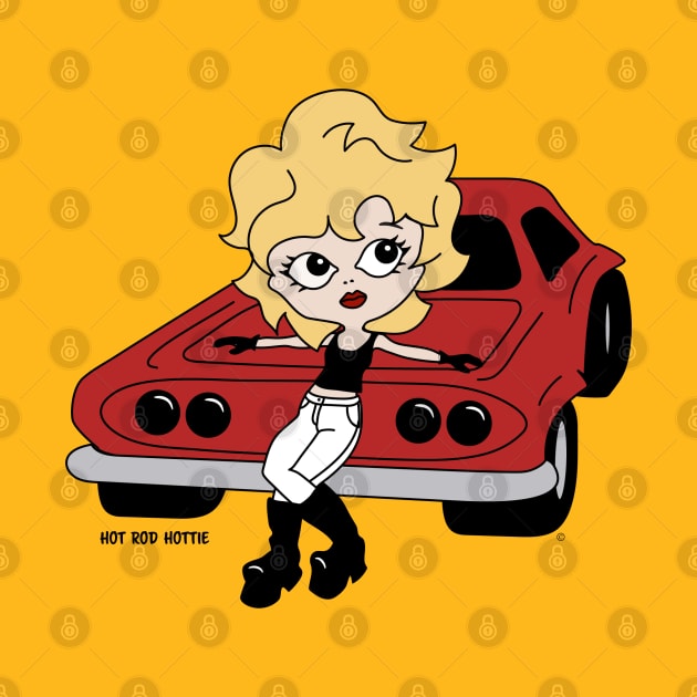 Hot Rod Hottie, Hot Rod Cartoon, Girl On Car by Morrissey OC