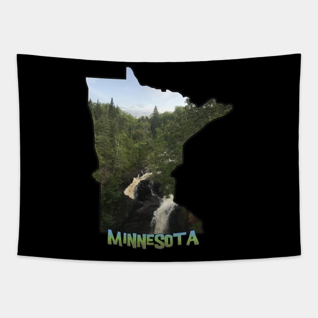 Minnesota Outline (Devil's Kettle in Judge Magney State Park) Tapestry by gorff