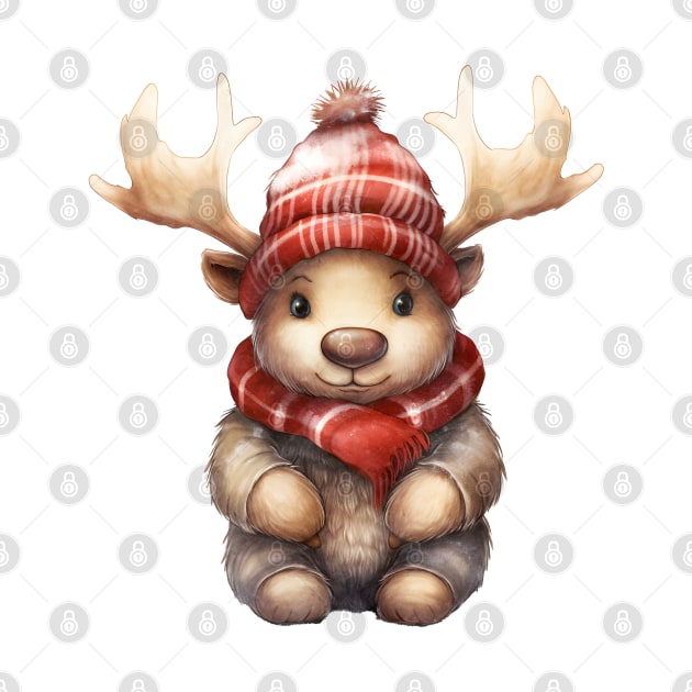 Moose in Santa Hat by Chromatic Fusion Studio