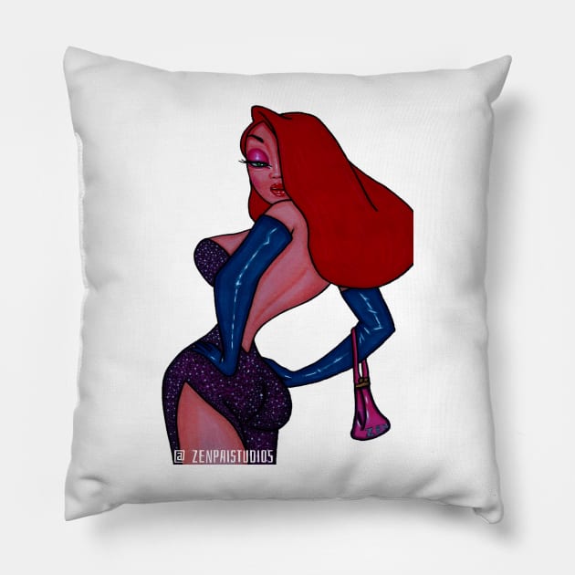 Jessica Rabbit III Pillow by Zenpaistudios