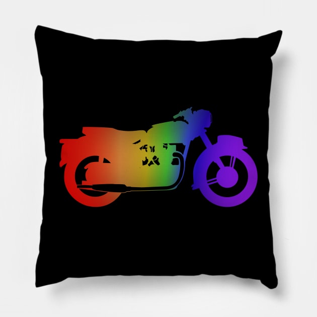 Rainbow Motorcycle Silhouette (Triumph) Pillow by MSerido