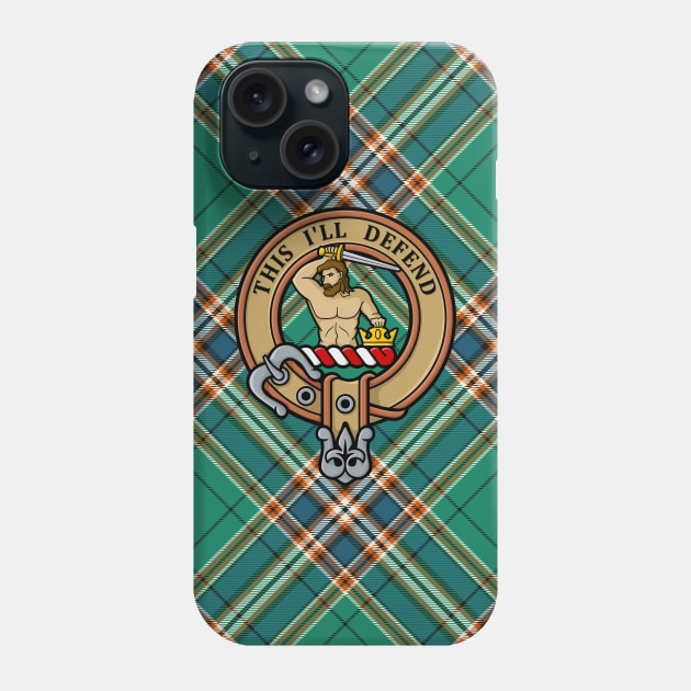 Clan MacFarlane Crest over Ancient Hunting Tartan Phone Case by sifis