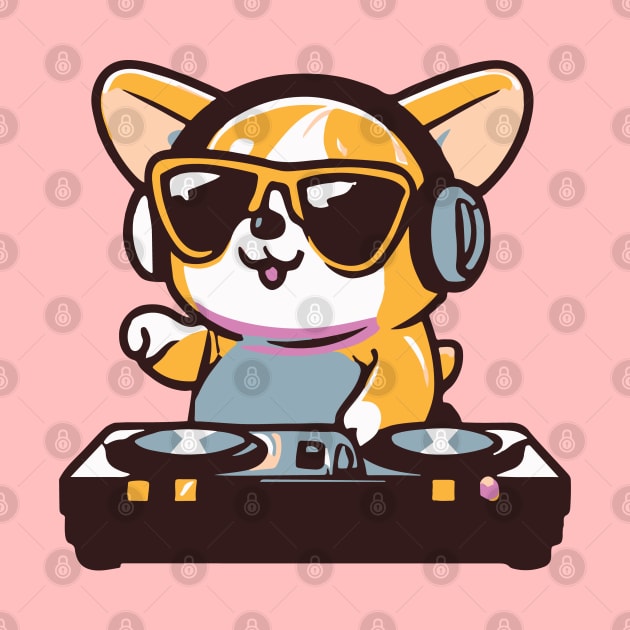 Cute Corgi plays Dj Music Funny Dog kawaii by Kawaii Bomb