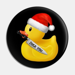 Yellow xmas rubber duck with knife Duck you Pin