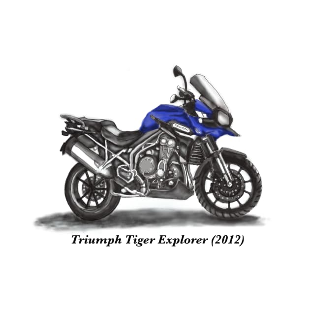 Drawing of Retro Classic Motorcycle Triumph Tiger Explorer by Roza@Artpage