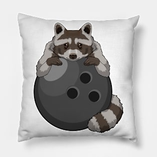 Raccoon at Bowling with Bowling ball Pillow