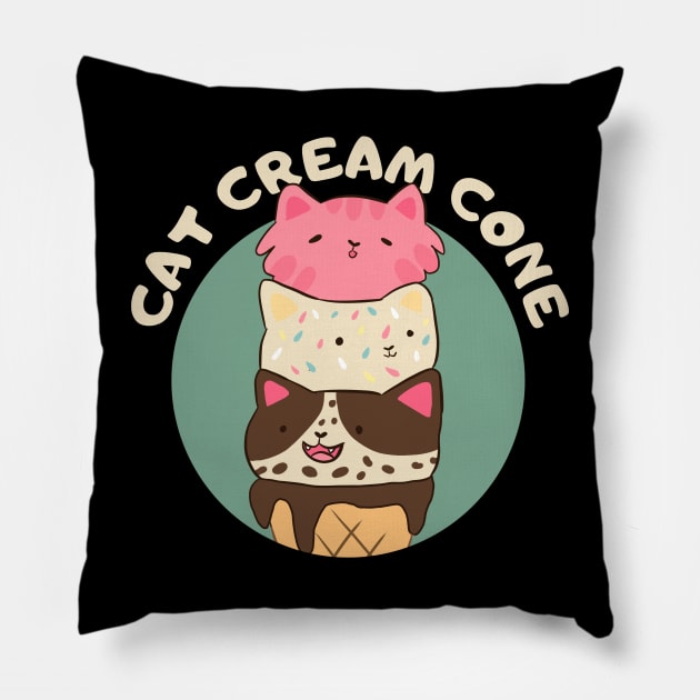 Kawaii Ice Cream Cats Pillow by Yarafantasyart