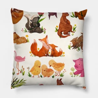 Cute animal print (drawn digitally) Pillow