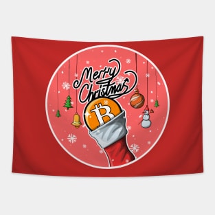 Bitcoin, merry Christmas Tapestry