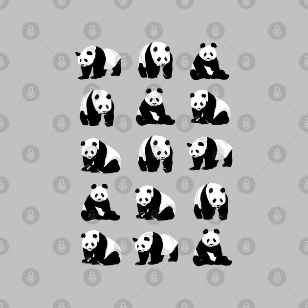 Panda Bear Pattern on a Grey Background by OneThreeSix
