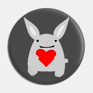 rabbit holding a heart Pin