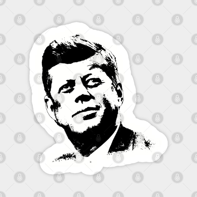 John F. Kennedy Portrait Pop Art Black White Magnet by phatvo