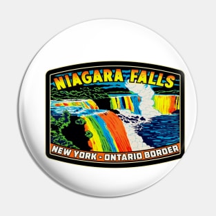 Niagara Falls New York Ontario Canada USA Border Waterfall At Night Pin