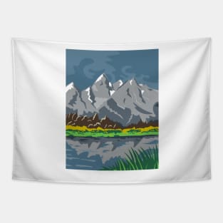 Grand Teton National Park Located in Jackson Wyoming United States WPA Poster Art Color Tapestry