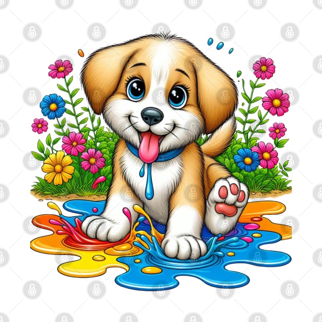 Colorful Splash Baby Dog by YuYu