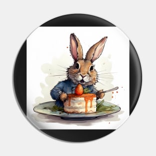 Cute Bunny Eating Carrot Cake Type 1 Pin