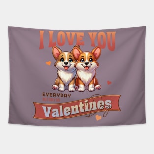 Valentines Love with Corgi's Tapestry