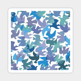 Modern Birds / Vintage Cut Outs in Lavender, Blue, Lilac, and Mint Green Shades Magnet