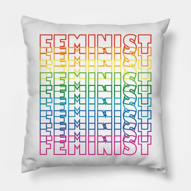 Proud To Be A Feminist Rainbow LGBT Letters Pillow by magentasponge