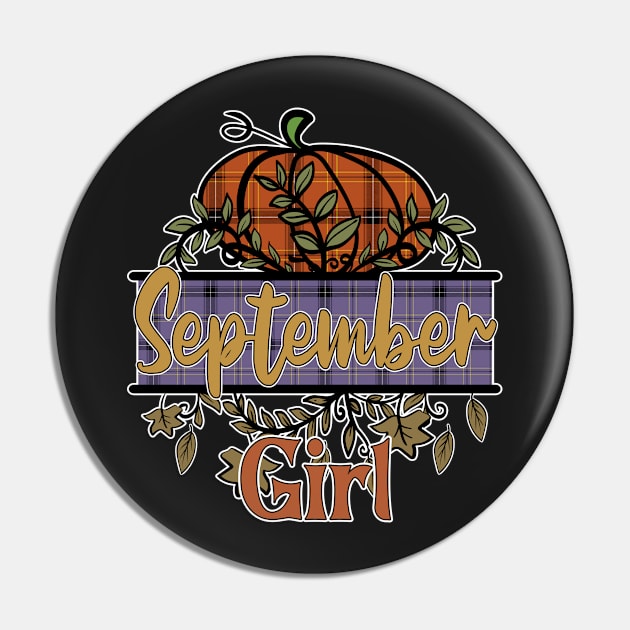 September Girl, Plaid Cottagecore, Autumn Fall Pin by Redmanrooster