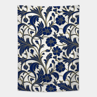 Blue Garden Floral Pattern Tapestry