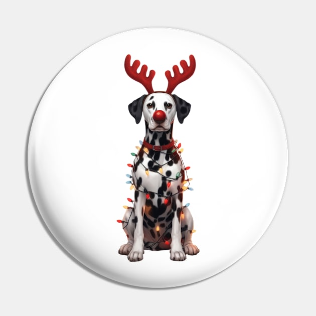 Christmas Red Nose Dalmatian Dog Pin by Chromatic Fusion Studio