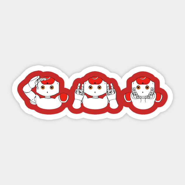 Robots See Hear Speak No Evil Robot Sticker Teepublic