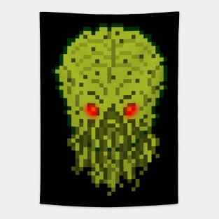 Pixel Monster Cthulhu Head Tapestry