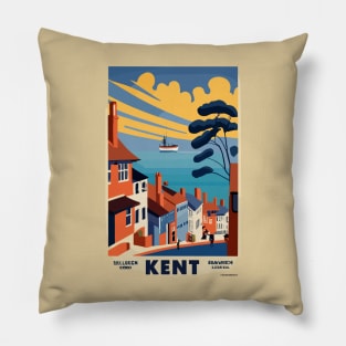 A Vintage Travel Art of Kent - England Pillow