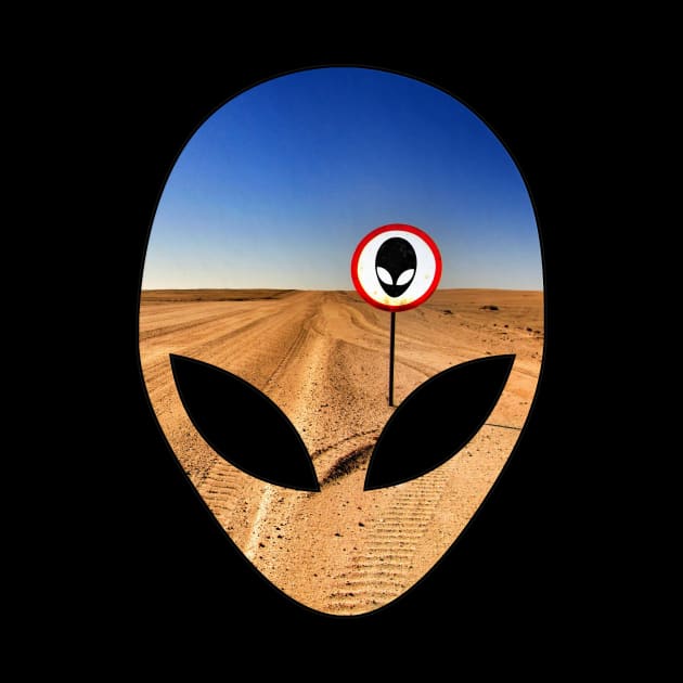 Alien Head Outline (Desert Highway) by gorff