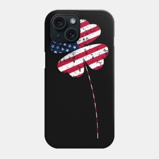 Shamrock Shaped Distressed American Flag St Patricks Day Tee Phone Case