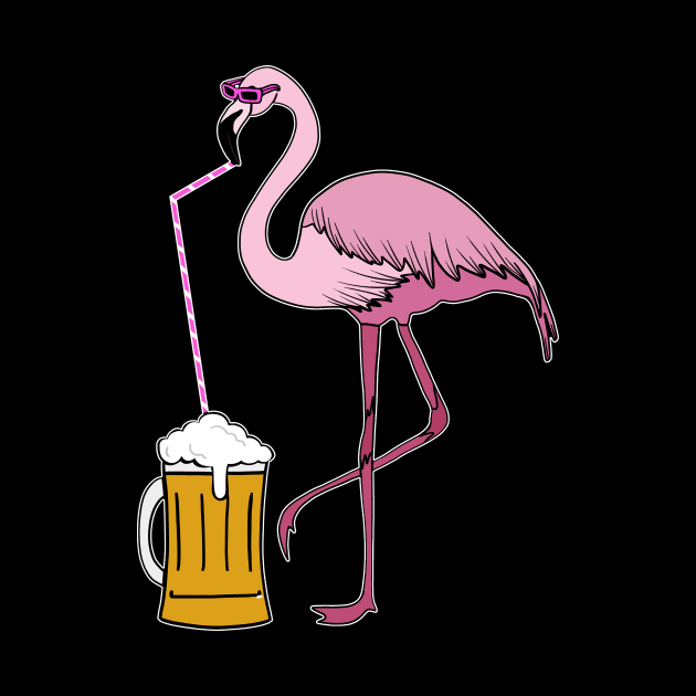 Flamingo drinking beer Funny Tropical by dukito