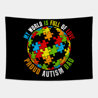 Proud Autism Dad Puzzle World Awareness Tapestry