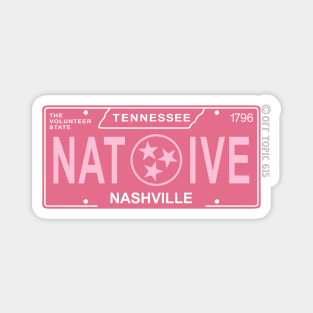 Pink Nashville Native License Plate Magnet