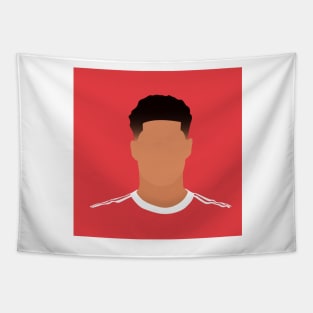 Marcus Rashford Minimalistic Face Art Tapestry