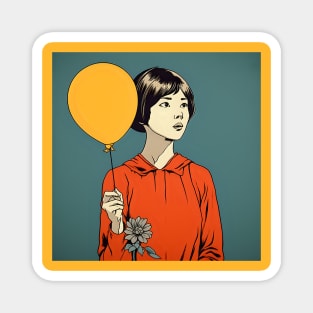 Asian woman with balloon Magnet