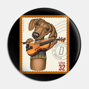 Cute Doxie playing violin Pin