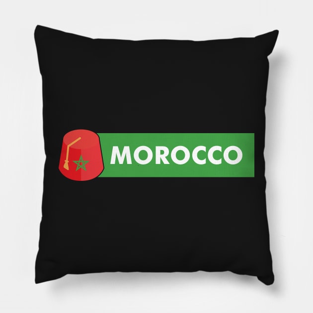 Morocco, moroccan tarbouch with moroccan flag Pillow by Jkinkwell