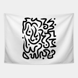 Abstract Doodle Pattern Black and White Tapestry