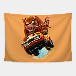 Rushing Psycho Bear Tapestry