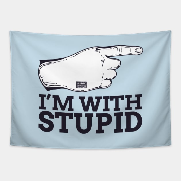 Funny Sarcastic Meme I'm with Stupid Finger Pointing Tapestry by porcodiseno