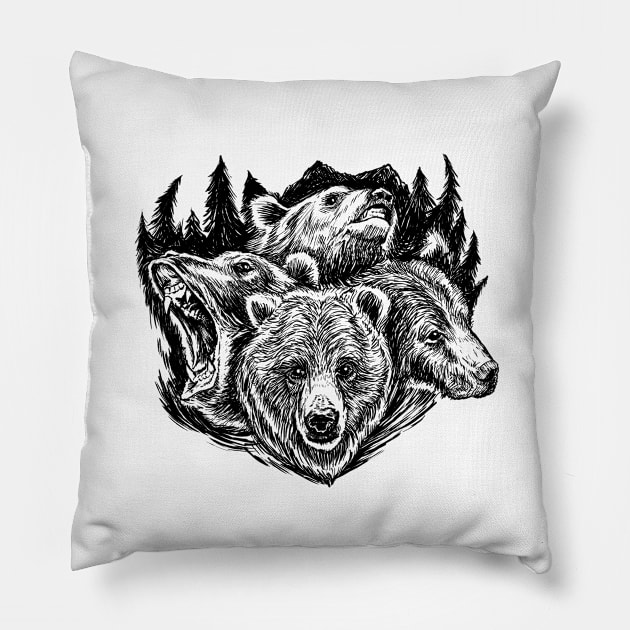 Four Bears Pillow by jasoncastillo