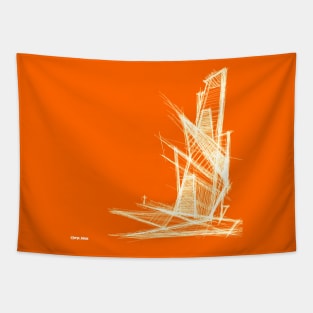 architectural sketch the orange house building ecopop Tapestry