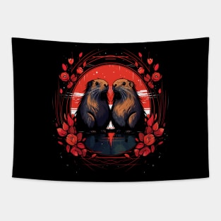 Nutria Couple Valentine Tapestry