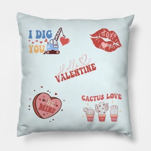 Retro Cute Valentine Stickers Pack Pillow