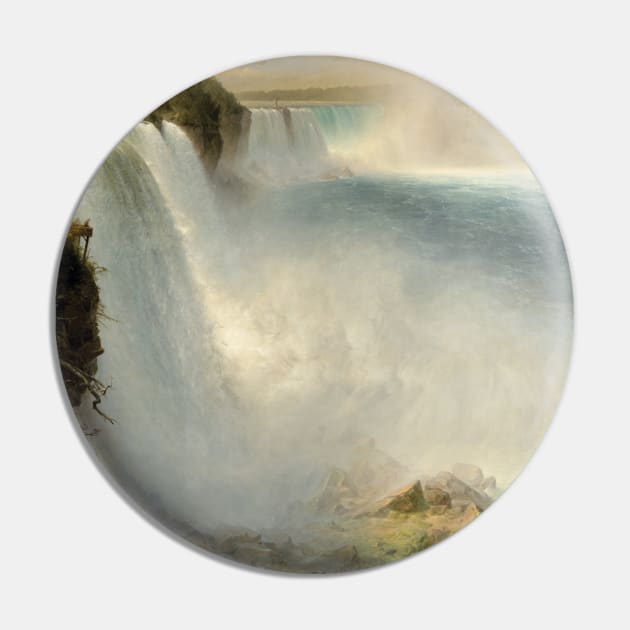 Niagara Falls, from the American Side by Frederic Edwin Church Pin by Classic Art Stall