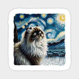 Himalayan Cat Starry Night Inspired - Artistic Cat Magnet